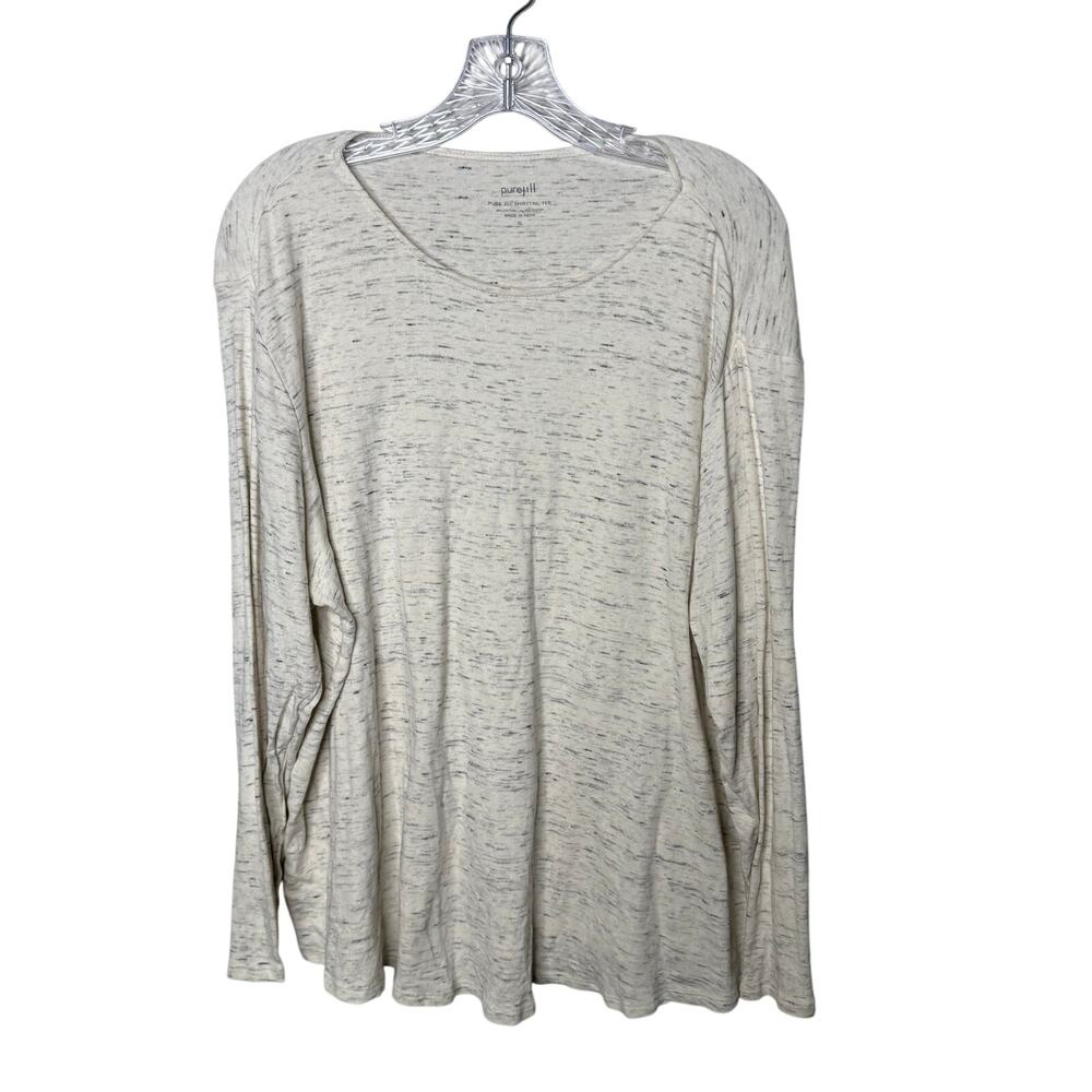 Pure Jill Shirttail Tee Size‎ XL Beige Heather Long Sleeve Soft Cotton Knit Top